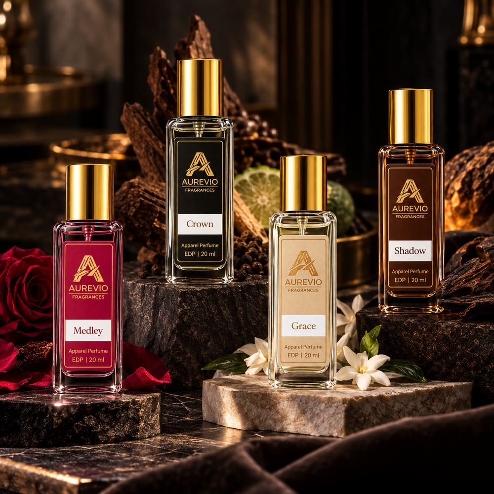 Aurevio fragrances Medley, Crown, Grace and Shadow